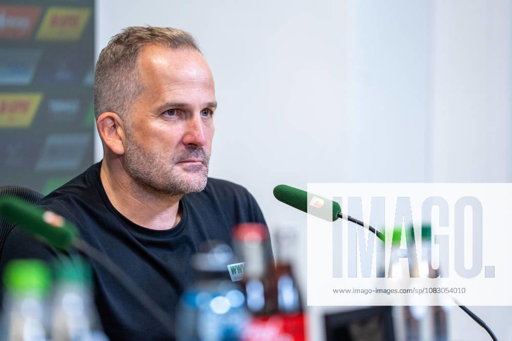Manuel Baum, Augsburg coach, at the press conference following the Bundesliga match between FC Augsburg and Bayer 04 Leverkusen on September 12, 2026, at the WWK Arena in Augsburg, Bavaria, Germany