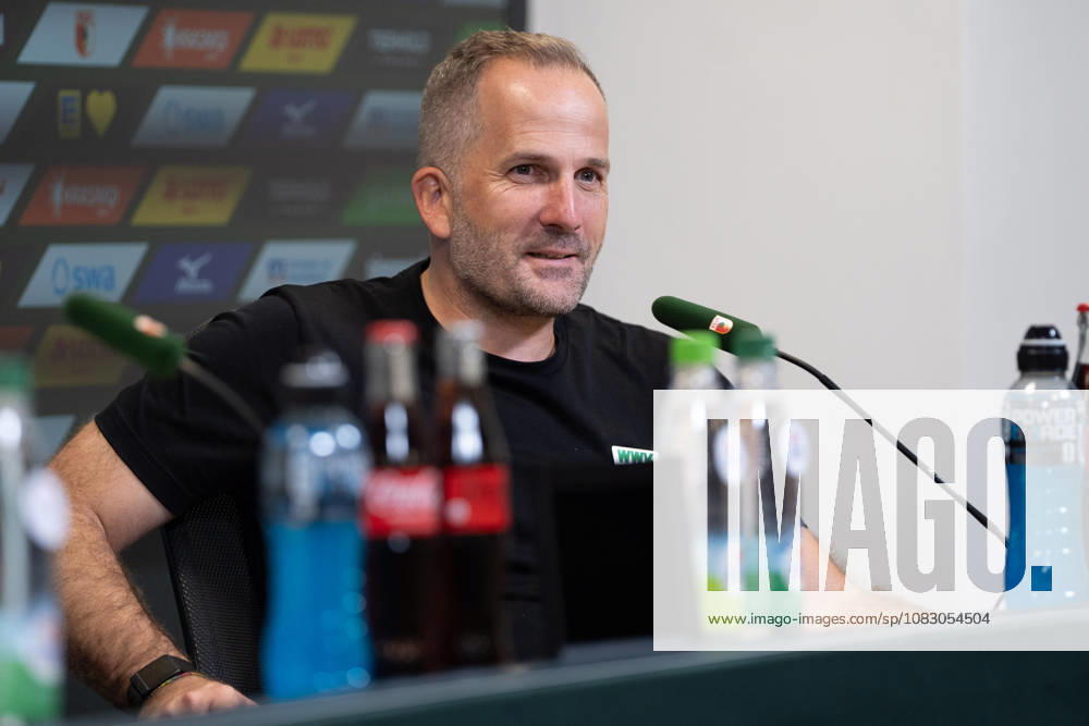 Manuel Baum, Augsburg coach, at the press conference following the Bundesliga match between FC Augsburg and Bayer 04 Leverkusen on September 12, 2026, at the WWK Arena in Augsburg, Bavaria, Germany