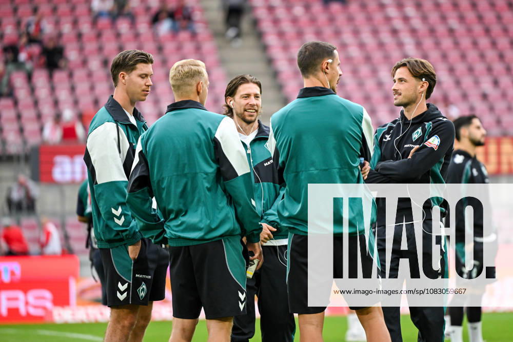 Germany, Soccer, Men s, 1st Bundesliga, 2026–2027 season, Matchday 3, 1. FC Köln vs. SV Werder Bremen Cedric Itten, Werder Bremen, 26, Marco Grüll, Werder Bremen, 17, Mitchell Weiser, Werder Bremen, 08, Marco Friedl (Werder Bremen), 32, Olivier Deman (Werder Bremen), 02. DFB and DFL regulations prohibit any use of photographs as image sequences and or quasi-video. Cologne, Rhein Energie Stadium, North Rhine-Westphalia, Germany