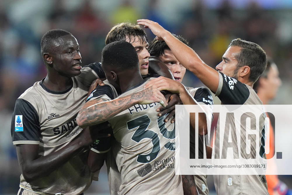 Cagliari s Daniel Maldini celebrates after scoring 1-2 during the Serie A soccer match between Atalanta and Cagliari at New Balance Arena in Bergamo , Italy - September 12, 2026. - Soccer