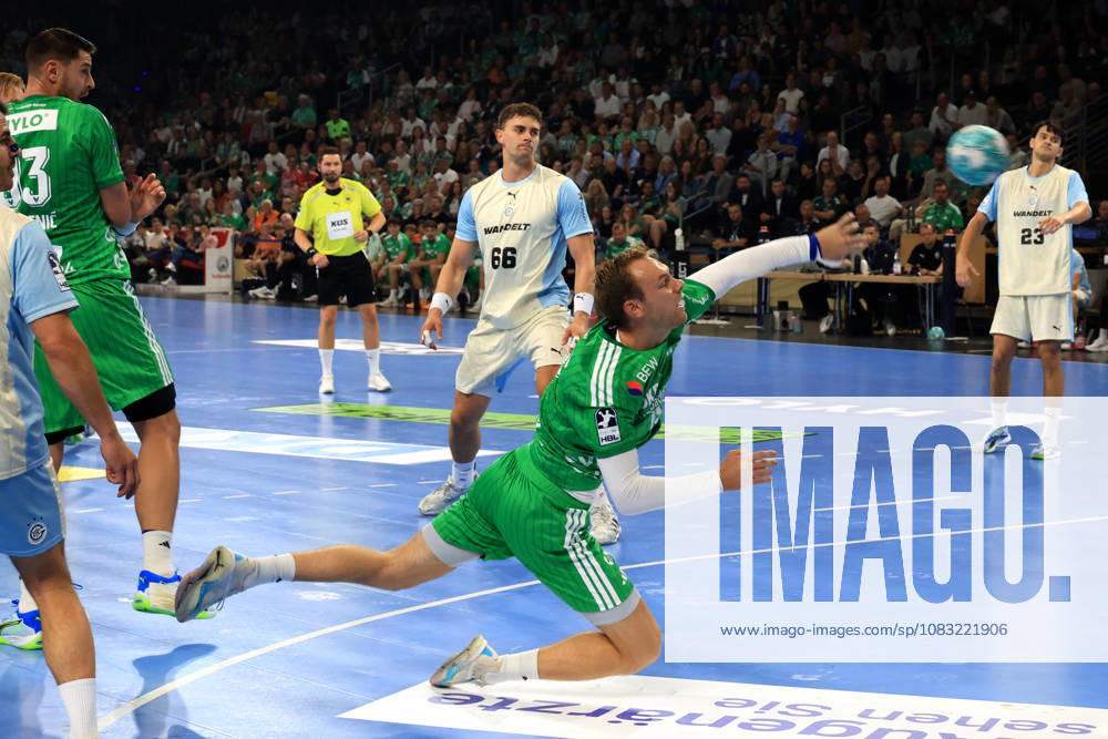 GER Germany, Handball, 1st Bundesliga, August 27, 2026, 2026–2027 season, Berlin, Fuechse Berlin vs. Gummersbach, Mathias Gidsel (Fuechse Berlin 19), STEPAN ZEMAN (VfL Gummersbach 66), nordphoto GmbH, Engler Berlin, Max Schmeling Halle, Berlin, Germany