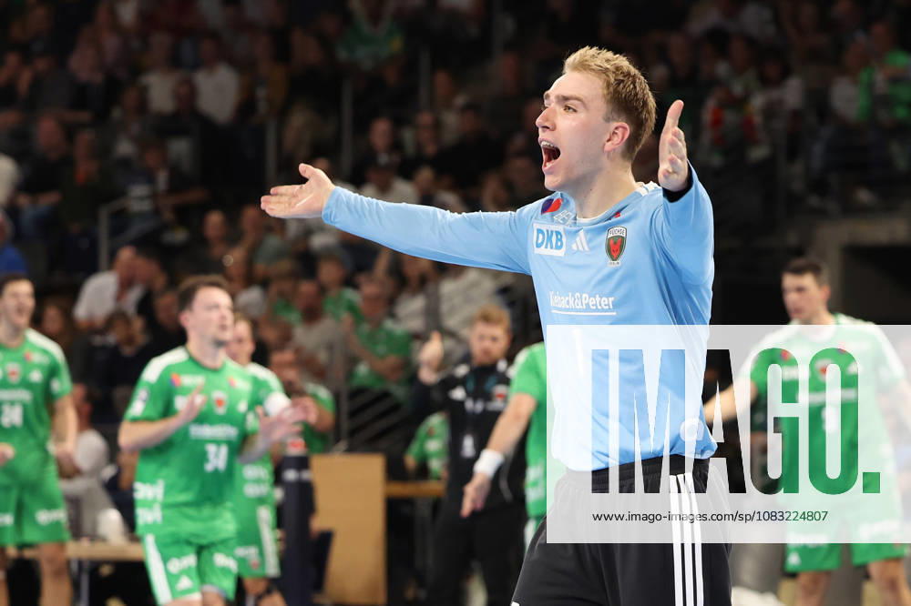 Handball, Opel HBL, 2026–2027 Season, 1st HBL, Füchse Berlin vs. VfL Gummersbach, Max Schmeling Halle, Lasse Ludwig, Füchse Berlin 1 celebrating, Berlin, Germany