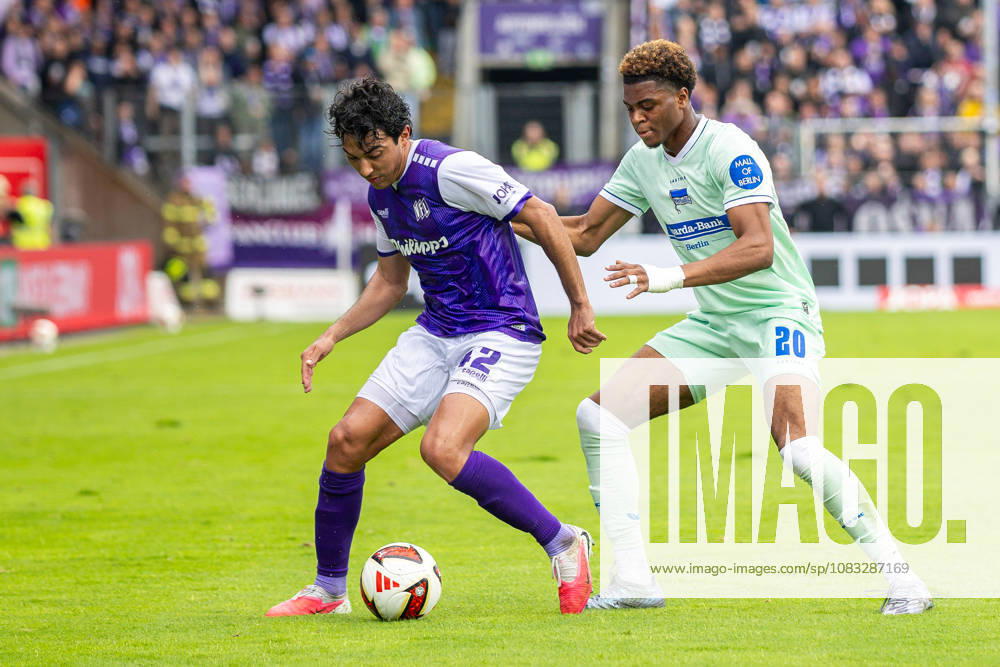 L R Jonathan Gomez (VfL Osnabrück), 42, in a tackle with Farid Alfa Ruprecht (Hertha BSC), 20, GER, VfL Osnabrück vs. Hertha BSC, Soccer, 2. Bundesliga, Matchday 5, 2026–2027 season, September 13, 2026 DFL regulations prohibit any use of photographs as image sequences and or quasi-video GER, VfL Osnabrück vs. Hertha BSC, soccer, 2. Bundesliga, Matchday 5, 2026–2027 season, September 13, 2026, Osnabrück