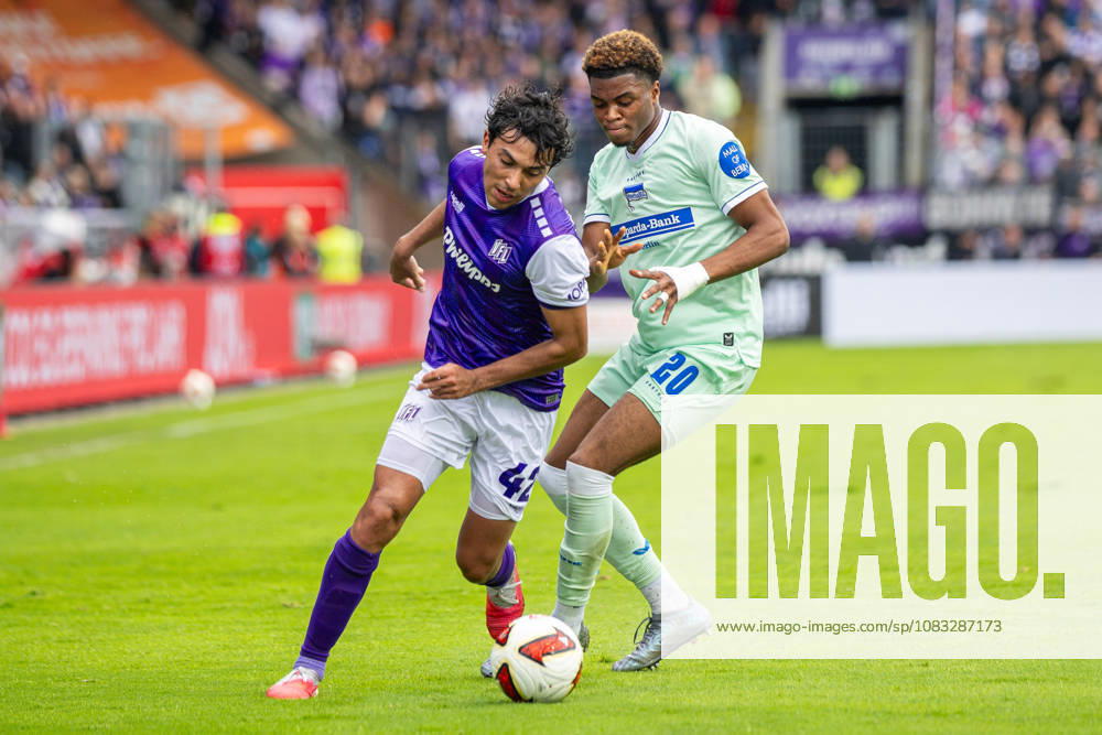 L R Jonathan Gomez (VfL Osnabrück), 42, in a tackle with Farid Alfa Ruprecht (Hertha BSC), 20, GER, VfL Osnabrück vs. Hertha BSC, Soccer, 2. Bundesliga, Matchday 5, 2026–2027 season, September 13, 2026 DFL regulations prohibit any use of photographs as image sequences and or quasi-video GER, VfL Osnabrück vs. Hertha BSC, soccer, 2. Bundesliga, Matchday 5, 2026–2027 season, September 13, 2026, Osnabrück