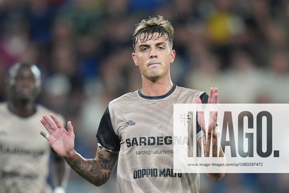 Cagliari s Daniel Maldini celebrates after scoring 1-2 during the Serie A soccer match between Atalanta and Cagliari at New Balance Arena in Bergamo , Italy - September 12, 2026. - Soccer