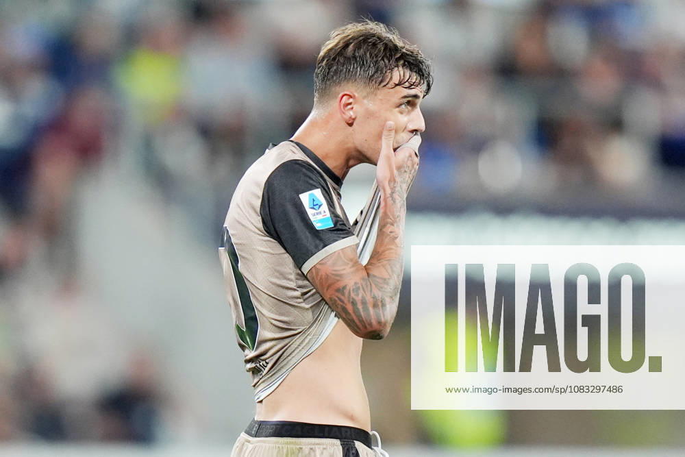 Cagliari s Daniel Maldini celebrates after scoring 1-2 during the Serie A soccer match between Atalanta and Cagliari at New Balance Arena in Bergamo , Italy - September 12, 2026. - Soccer