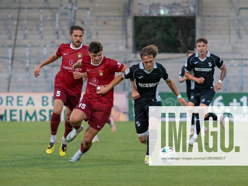 Tackle between Antonis Aidonis (SG Sonnenhof Grossaspach, No. 15) and Mika Clausen (SC Verl), 21, Running duel, Sprint duel, Possession GER, Soccer, SG Sonnenhof Grossaspach vs. SC Verl, 3rd League, Matchday 6, Aspach, 2026–2027 season, September 15, 2026, GER, Soccer, SG Sonnenhof Grossaspach vs. SC Verl, 3rd League, Matchday 6, 2026–2027 Season, September 15, 2026, Aspach