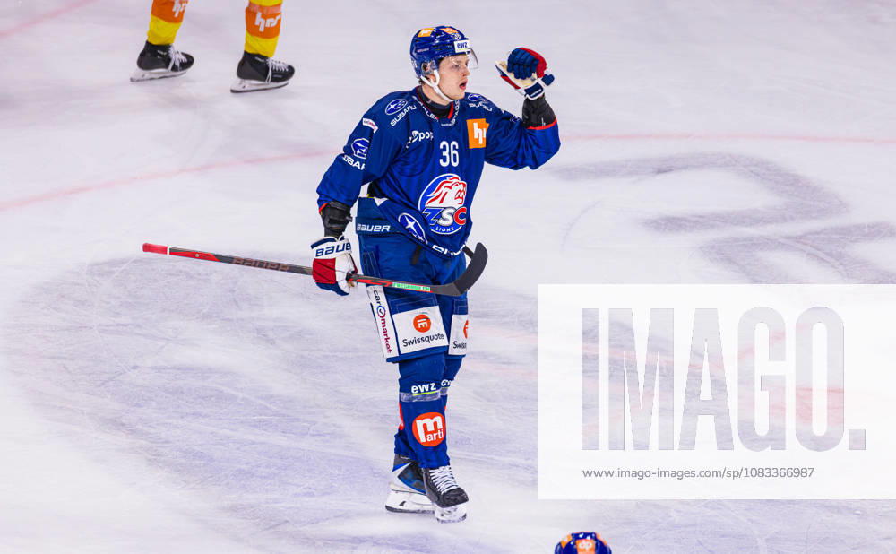 Ice Hockey National League Regular Season: ZSC Lions vs. SC Ber Zurich, Switzerland, September 15, 2026. In the 32nd minute, No. 36 Simon Knack celebrates after scoring his second goal of the game to tie the score at 3–3.