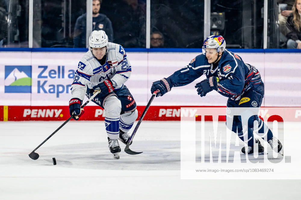 Battle for the Puck: Face-off between Alexander Ehl of Adler Mannheim, 28, and Dominik Kahun of EHC Red Bull Munich, 21 (GER), EHC Red Bull Munich vs. Adler Mannheim, Ice Hockey, DEL, 2026–2027 Season, Matchday 1, September 18, 2026 Photo: HMB Media, Heike Feiner