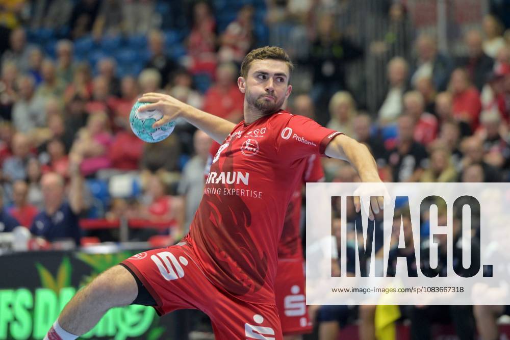 Florian Drosten of MT Melsungen 18 taking a shot, GER, MT Melsungen Rhein Neckar Löwen, handball, DHB Cup, 2nd round, 2026–2027 season, September 22, 2026, GER, MT Melsungen Rhein-Neckar Löwen, Handball, DHB Cup, Round 2, 2026–2027 season, September 22, 2026, Kassel