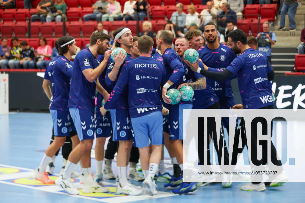 The TVB Stuttgart team before the game: GER, TVB Stuttgart vs. HC Erlangen, handball, DHB Cup, Matchday 2, 2026–2027 season, September 24, 2026, GER, TVB Stuttgart vs. HC Erlangen, Handball, DHB Cup, Matchday 2, 2026–2027 season, September 24, 2026, Stuttgart