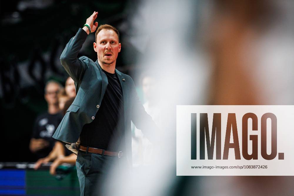 Jacques Schneider, head coach of the Gladiators Trier, on the sidelines; emotions; gestures; body language; facial expressions; cutout; portrait. Vet Concept Gladiators Trier vs. Science City Jena, basketball, easyCredit BBL, Matchday 2, 2026–2027 season, September 27, 2026, Vet Concept Gladiators Trier vs. Science City Jena, basketball, easyCredit BBL, Matchday 2, 2026–2027 season