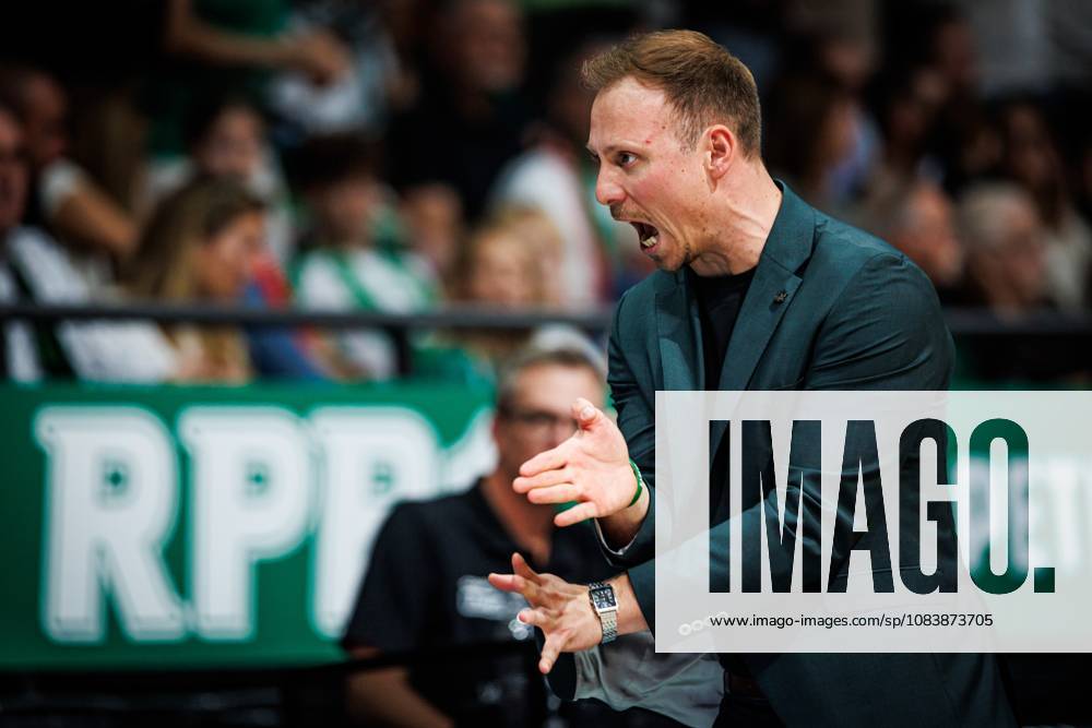 Jacques Schneider, head coach of the Gladiators Trier, on the sidelines; emotions, gesture, body language, facial expressions; cutout, portrait; Vet Concept Gladiators Trier vs. Science City Jena, basketball, easyCredit BBL, Matchday 2, 2026–2027 season, September 27, 2026, Vet Concept Gladiators Trier vs. Science City Jena, basketball, easyCredit BBL, Matchday 2, 2026–2027 season