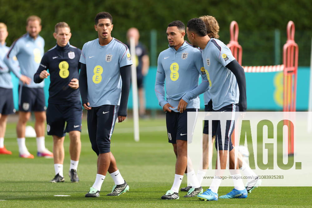 England MD-1 Training, Nations League Jude Bellingham, Trent Alexander-Arnold and Morgan Rogers of England during the England MD-1 training session ahead of the 2026 27 UEFA Nations League Group A3 match vs Czech Republic at Tottenham Hotspur Training Ground, Enfield, England on 28 September 2026 Credit: Tiego Grenho Every Second Media Editorial use only. All images are copyright Every Second Media Limited. No images may be reproduced without prior permission.