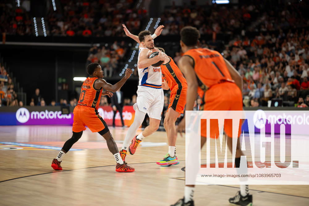 EuroLeague Round 2 match between Valencia Basket and of Kosner Baskonia Vitoria Gasteiz Rodions Kurucs of Kosner Baskonia Vitoria Gasteiz seen in action during the EuroLeague Round 2 match between Valencia Basket and of Kosner Baskonia Vitoria Gasteiz at Roig Arena , (Valencia ) on September 29, 2025.