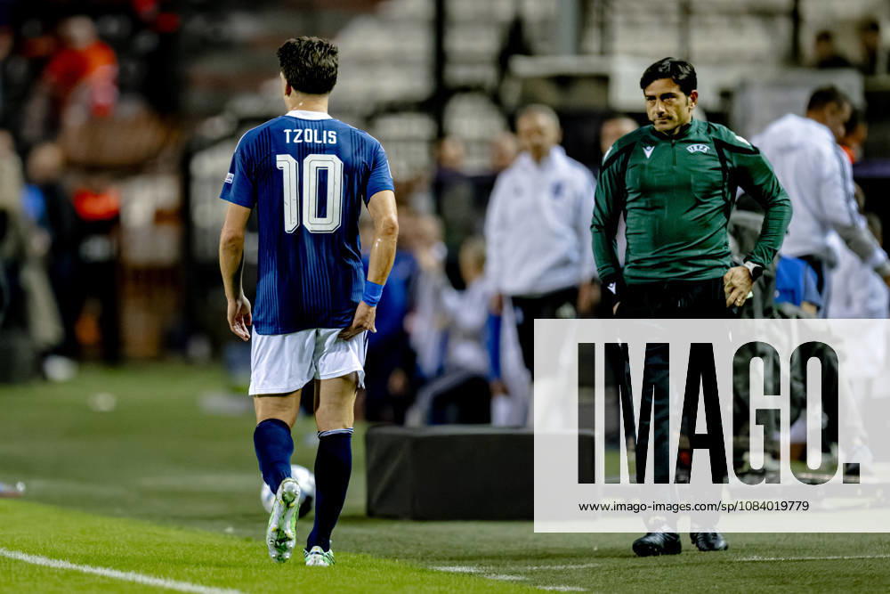 THESSALONIKI, Greece: Forward Christos Tzolis sustained an injury during the UEFA Nations League match between Greece and the Netherlands at Toumba Stadium on October 1, 2026, in Thessaloniki, Greece. Photo by DeFodi Images