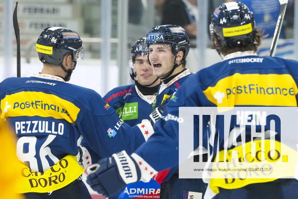 Quinto, Gottardo Arena, NL: HC Ambri Piotta vs. SCL Tigers 43. Tim Muggli of Ambri celebrates his goal at the Gottardo Arena in Quinto, Ticino, Switzerland