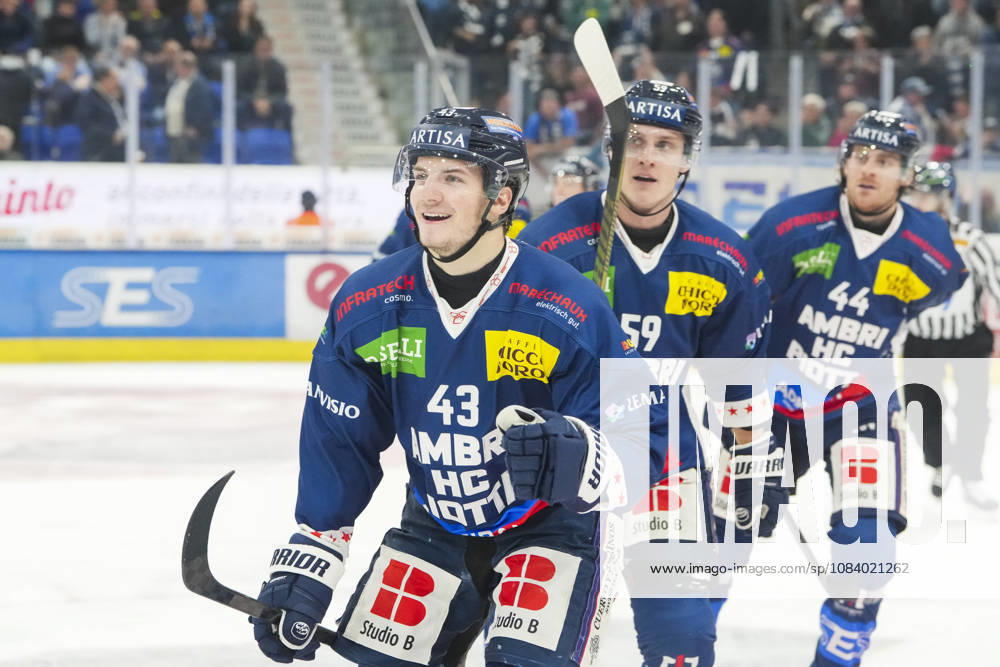 Quinto, Gottardo Arena, NL HC Ambri-Piotta vs. SCL Tigers 43 Tim Muggli Ambri celebrates his goal Quinto Gottardo Arena Ticino Switzerland
