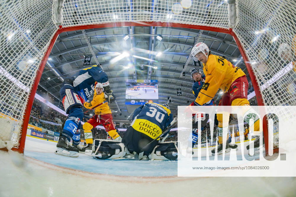 Quinto, Gottardo Arena, NL: HC Ambri-Piotta vs. SCL Tigers 30 (goalie Philip Wuthrich, Ambri) vs. 11 (Hannes Bjorninen, Tigers), Quinto, Gottardo Arena, Ticino, Switzerland