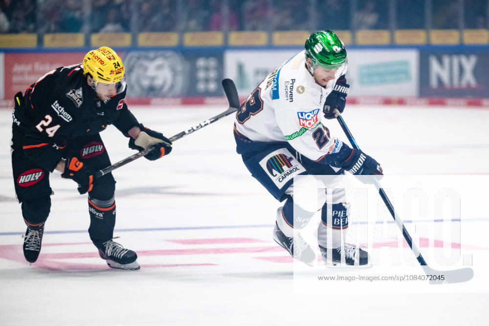 Philipp Bidoul, Loewen Frankfurt, 24; Rihards Griva, Eisbären Berlin, 23 (GER); Loewen Frankfurt vs. Eisbären Berlin, ice hockey, PENNY DEL, Matchday 5, 2026–2027 season, October 2, 2026 GER, Loewen Frankfurt vs. Eisbaeren Berlin, Ice Hockey, PENNY DEL, Matchday 5, 2026–2027 Season, October 2, 2026 Frankfurt am Main
