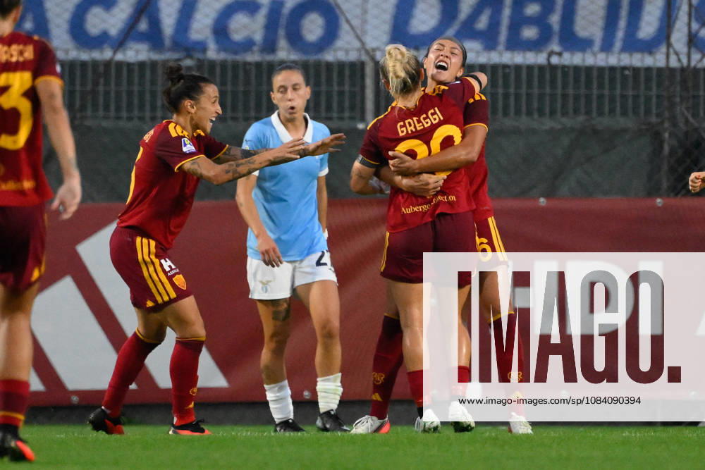 SOCCER - Women s Serie A - AS Roma vs. SS Lazio Women Photo by IPA ABACAPRESS.COM89265761 - AS Roma s Maya Loren Domes celebrates after scoring the goal that made the score 1-0 during the Italian Serie A Women s Athora 2026 2027 match between AS Roma Women and SS Lazio Women at the Tre Fontane Stadium on October 3, 2026. Rome Italy