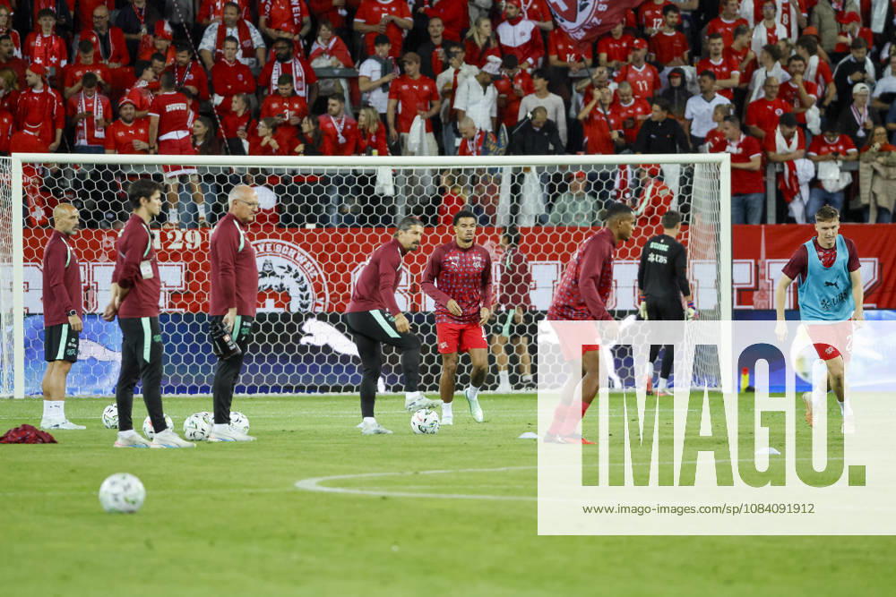 Switzerland warming up before kickoff, Switzerland, UEFA, Nations League, Matchday 3, Switzerland vs. Slovenia, October 3, 2026, Lucerne Swissporarena, Switzerland