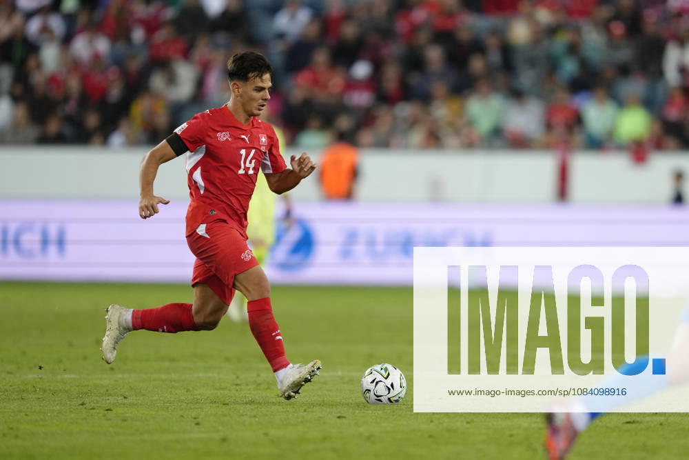 Ardon Jashari (14 SUI) during the UEFA Nations League match between Switzerland and Slovenia at thermoplan arena on October 03, 2026 in Luzern, Switzerland.
