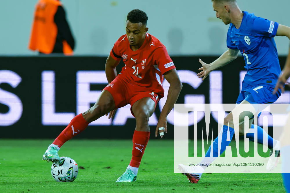 Dan Ndoye (11 Switzerland) during the UEFA Nations League match between Switzerland and Slovenia at thermoplan arena on October 3, 2026 in Lucerne, Switzerland.