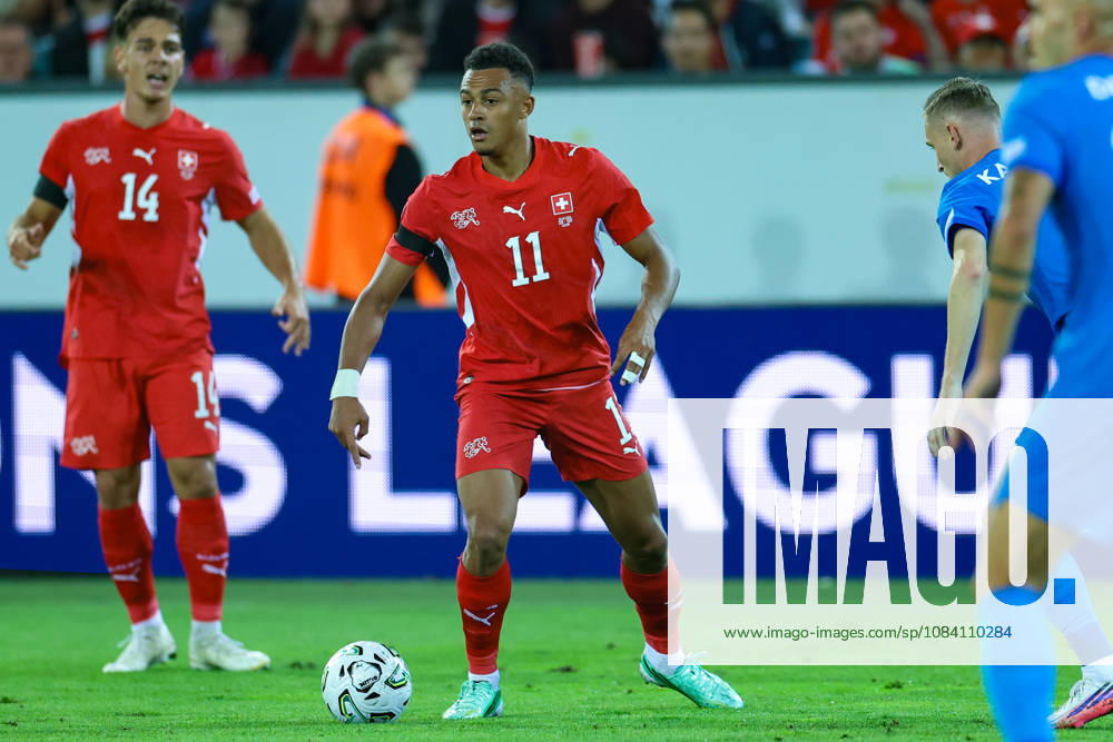 Dan Ndoye (11 Switzerland) during the UEFA Nations League match between Switzerland and Slovenia at thermoplan arena on October 3, 2026 in Lucerne, Switzerland.