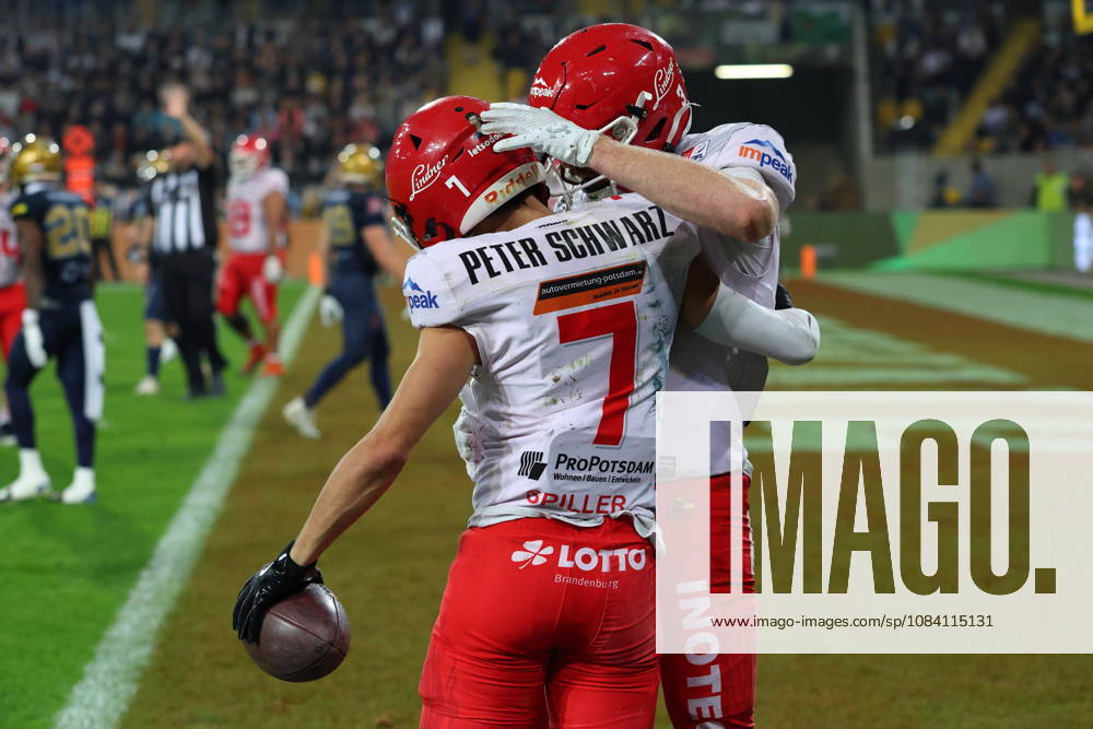 Milan Spiller (Potsdam Royals, 7) celebrates a Touchdown, Dresden Monarchs vs Potsdam Royals, American Football, GFL, German Football League, Season 2026, GFL-Bowl, 03.10.2026, GFLBowl2026 Photo: PFA Klaus Sack Dresden Rudolf-Harbig-Stadion Deutschland