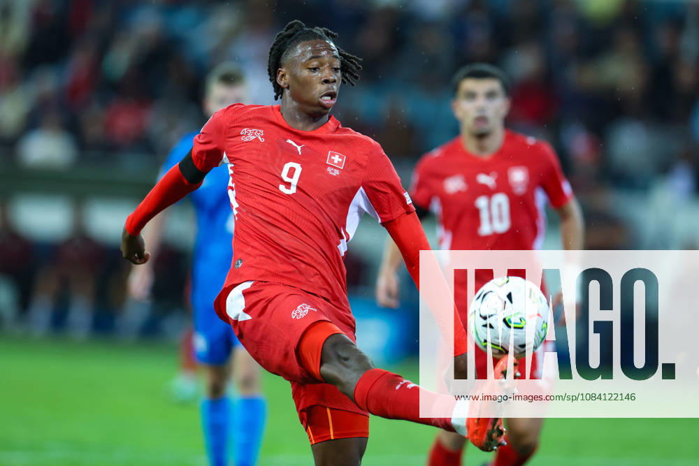 Johan Manzambi (9 Switzerland) during the UEFA Nations League match between Switzerland and Slovenia at thermoplan arena on October 3, 2026 in Lucerne, Switzerland.
