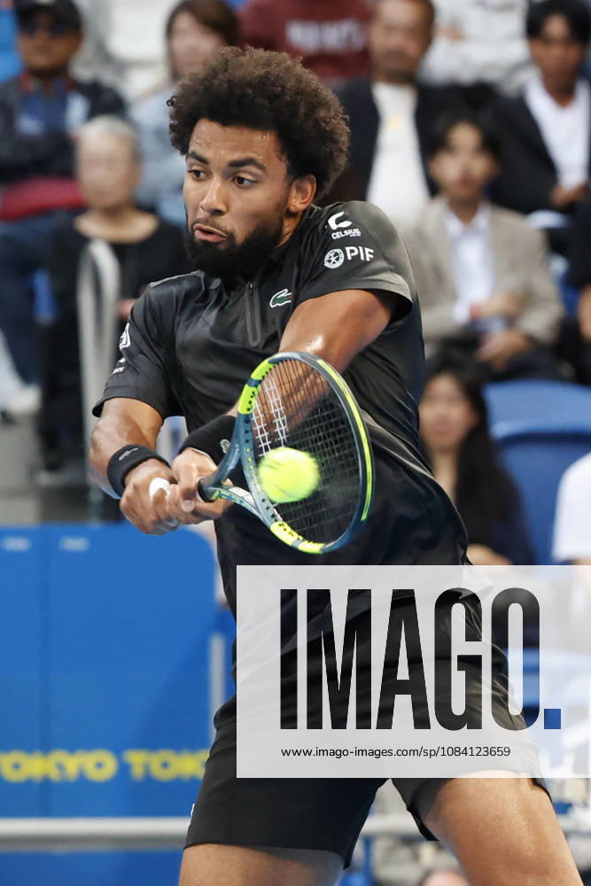 Arthur Fils (France) returns a shot against Valentin Vacherot (Monaco) during their quarterfinal match at the Kinoshita Group Japan Open Tennis Championships at Ariake Colosseum in Tokyo. The tournament runs from September 29 to October 6. Vacherot won 7-5, 4-6, 6-4. Tennis 2026: Valentin Vacherot Battles Arthur Fils In Japan Open - ZUMAm191 20261004_aap_m191_118