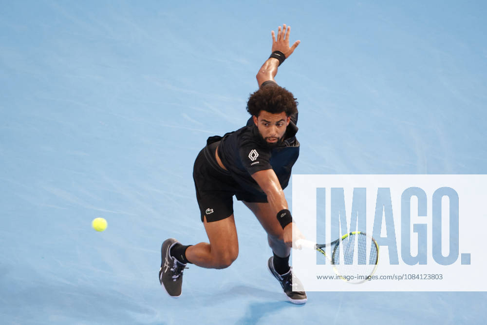 Arthur Fils (France) returns a shot against Valentin Vacherot (Monaco) during their quarterfinal match at the Kinoshita Group Japan Open Tennis Championships at Ariake Colosseum in Tokyo. The tournament runs from September 29 to October 6. Vacherot won 7-5, 4-6, 6-4. Tokyo Japan - ZUMAm191 20261004_aap_m191_131