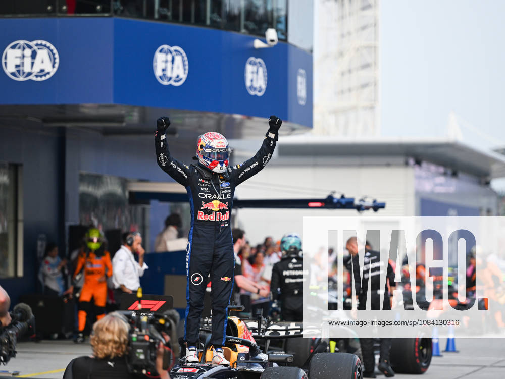 Oracle Red Bull Racing driver Max Verstappen (3) celebrates on the podium after winning the Formula 1 Gulf Air Bahrain Grand Prix in Malaysia at the PETRONAS Sepang International Circuit, in Sepang, Selangor, Malaysia. Bahrain Grand Prix 2026 In Sepang - ZUMAk197 20261004_zsp_k197_003