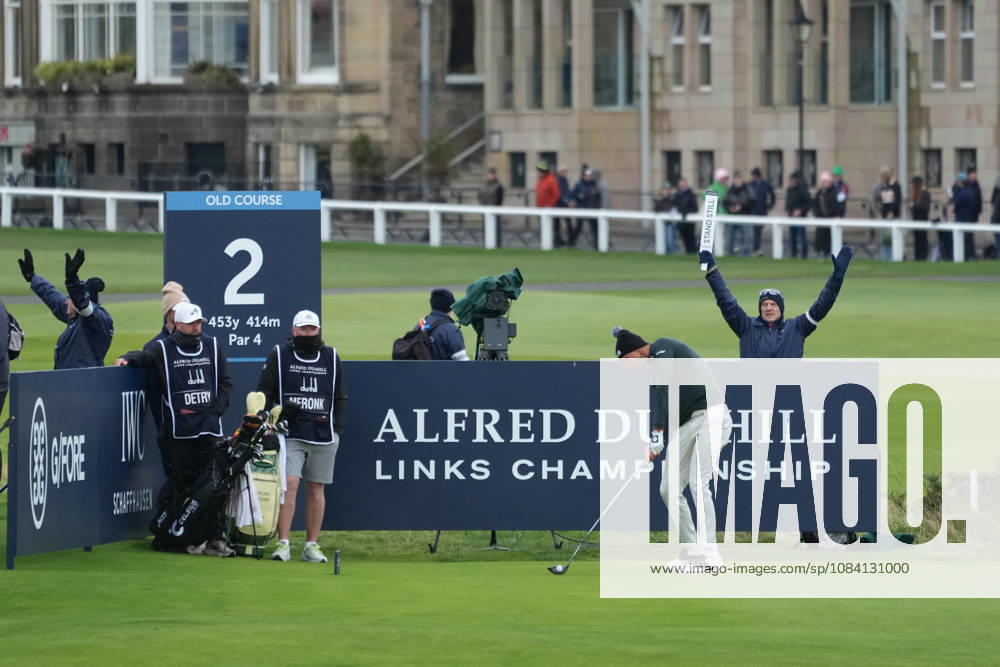 4th October 2026; Old Course at St Andrews, St Andrews, Scotland; DP World Tour Golf, Alfred Dunhill Links Championship, Final Day; Adrian Meronk plays his tee shot on the 2nd hole AlecxBrown