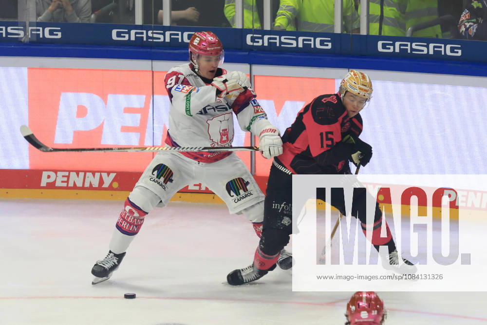 GER, DEU, Germany, Ice Hockey: Tobias Krestan, Eisbären Berlin 91; Nikolaus Heigl, Ice Tigers 15; nordphoto GmbH, Engler Berlin, Uber Arena Berlin, Germany