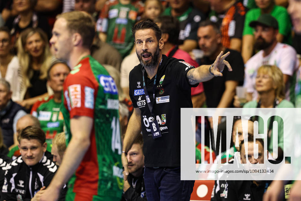 Coach Bennet Wiegert, SC Magdeburg, Handball Bundesliga, 2026–2027 season, SC Magdeburg vs. HC Erlangen at the GETEC Arena in Magdeburg, Handball, Germany