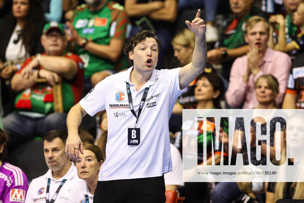 Coach Johannes Sellin, HC Erlangen, Handball Bundesliga, 2026–2027 season, SC Magdeburg vs. HC Erlangen at the GETEC Arena in Magdeburg, Handball, Germany