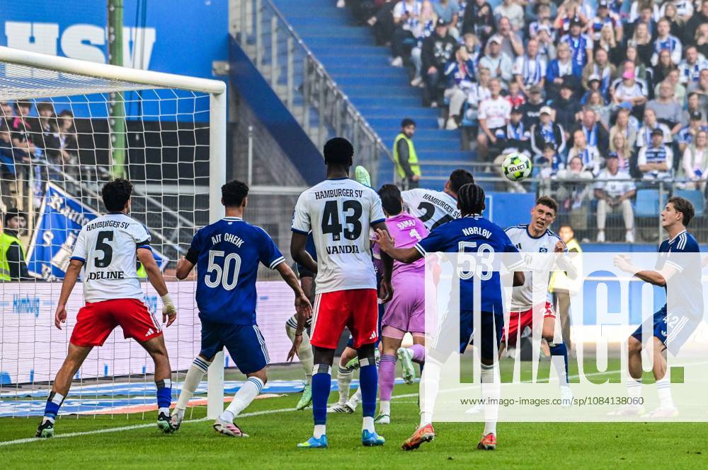 Nicolai Remberg (HSV) scores with a header to make it 2-0; Diant Ramaj, Xander Poulsen; Copenhagen; Germany; Hamburg; Volksparkstadion; soccer; Bundesliga 1; friendly; Hamburger SV vs. FC Copenhagen
