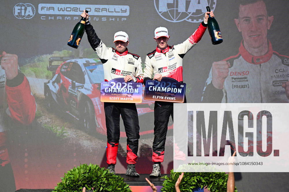 FIA WRC, Motorsport Rallye, WM 2026: Rally Italia Sardegna - Day 4 Elfyn Evans (GBR) and Scott Martin (GBR) become the new WRC champions during the FIA WRC RALLY ITALIA SARDEGNA in Alghero, Italy on 1-4 October, 2026. Alghero Sardinia Italy