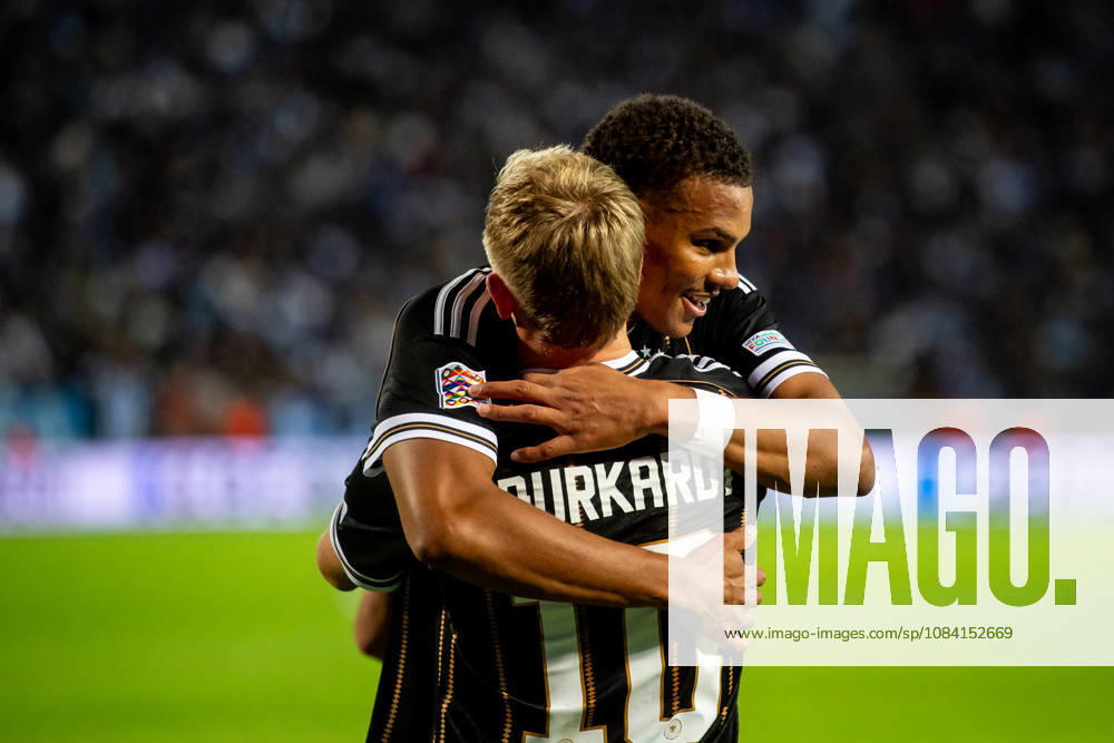Derry Scherhant Malick Thiaw goal celebration seen during UEFA Nations League Division A game between National Teams of Greece and Germany (Jacek Prondzynski Ball Raw Images) Thessaloniki Greece, Thessaloniki Greece