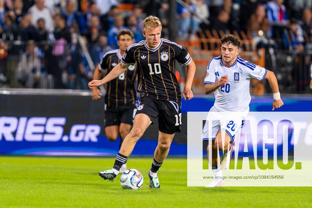 Jonathan Burkardt, Germany, age 10, and Christos Zafeiris, Greece, age 20; Greece vs. Germany, soccer, UEFA Nations League, Matchday 4, 2026–2027 season, October 4, 2026 Greece vs. Germany, Soccer, UEFA Nations League, Matchday 4, 2026–2027 Season, October 4, 2026 Thessaloniki