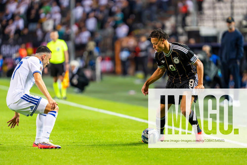 Derry Scherhant (Germany), 09 vs. Manolis Saliakas (Greece), 17 Greece vs. Germany, Soccer, UEFA Nations League, Matchday 4, 2026–2027 Season, October 4, 2026 Greece vs. Germany, Soccer, UEFA Nations League, Matchday 4, 2026–2027 Season, October 4, 2026 Thessaloniki