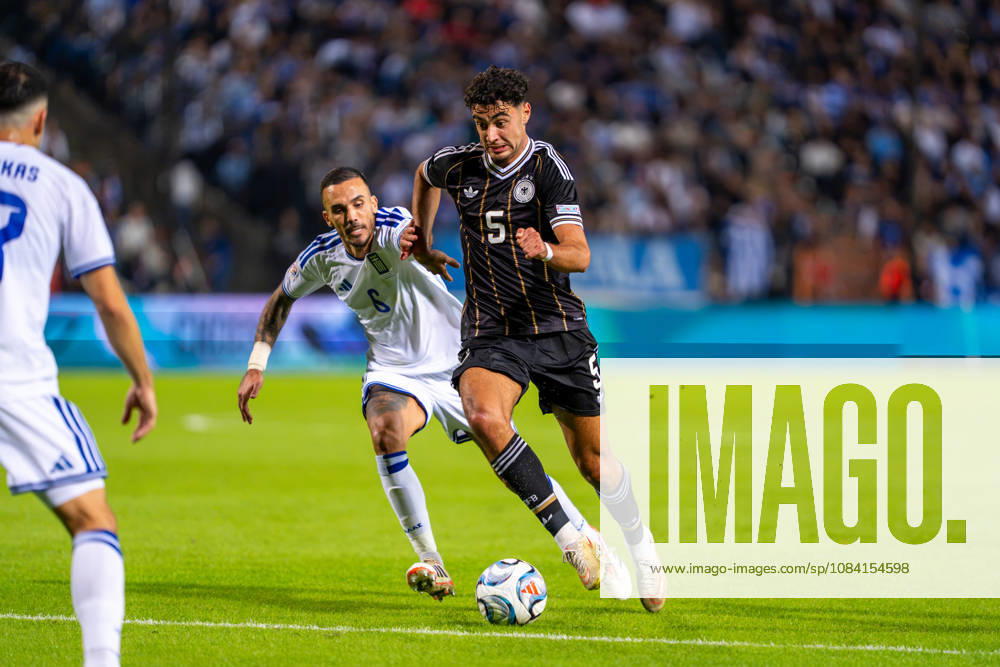 Aleksandar Pavlovic, Germany, 05 vs. Dimitris Kourbelis, Greece, 06 Greece vs. Germany, Soccer, UEFA Nations League, Matchday 4, 2026–2027 Season, October 4, 2026 Greece vs. Germany, Soccer, UEFA Nations League, Matchday 4, 2026–2027 Season, October 4, 2026 Thessaloniki