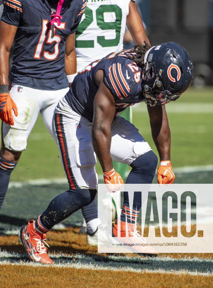 Chicago Bears Kyle Monangai (25) celebrates a touchdown during the NFL, American Football Herren, USA game against the New York Jets in Chicago, IL. CSM Chicago United States of America - ZUMAc04_ 20261004_zma_c04_207