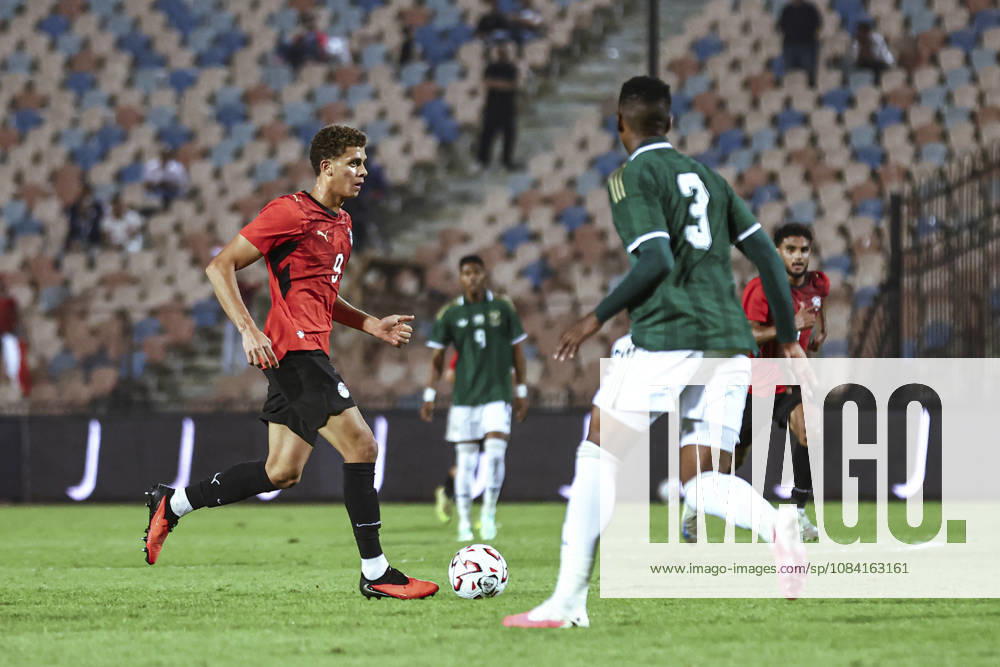 Cairo Egypt South Africa Match Egyptian forward Hamza Abdelkarim controls the ball against a South African defender at Cairo International Stadium in Cairo, Egypt on October 4, 2026. The International Friendly, Länderspiel, Nationalmannschaft match serves as preparation for both national teams ahead of upcoming regional and continental football competitions. Cairo Cairo Egypt