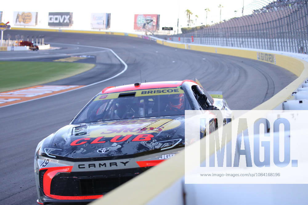 LAS VEGAS, CA - OCTOBER 04: Chase Briscoe ( 19 Joe Gibbs Racing Bass Pro Shops Toyota) celebrates after winning the South Point 400 NASCAR, Motorsport, USA Cup Series Chase playoff race on October 4, 2026 at Las Vegas Motor Speedway in Las Vegas, NV. (Photo by Matthew Bolt LVMS Icon Sportswire) AUTO: OCT 04 NASCAR Cup Series Playoffs South Point 400 Icon26100430489