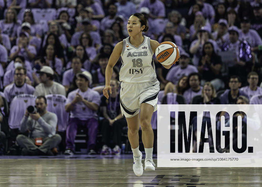OCT 04 2026 San Francisco, CA U.S.A. Las Vegas Aces guard Mai Yamamoto (18)brings the ball up court during the WNBA, Basketball Damen, USA semifinals playoff game 1 western conference between the Las Vegas Aces and the Golden State Valkyries at the Chase Centers. CSM San Francisco USA - ZUMAc04_ 20261004_zma_c04_389
