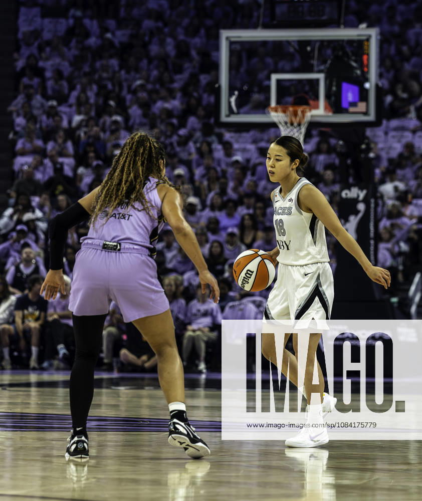 OCT 04 2026 San Francisco, CA U.S.A. Las Vegas Aces guard Mai Yamamoto (18)sets the play during the WNBA, Basketball Damen, USA semifinals playoff game 1 western conference between the Las Vegas Aces and the Golden State Valkyries at the Chase Centers. CSM San Francisco USA - ZUMAc04_ 20261004_zma_c04_392