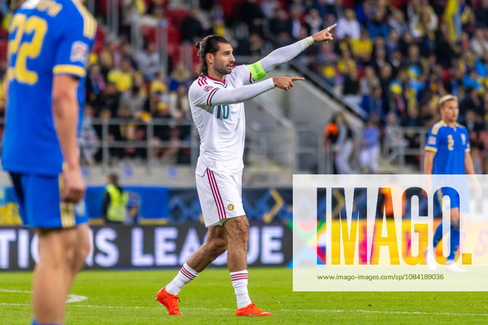 Dominik Szoboszlai of Hungary and Liverpool during UEFA Nations League League phase game between Ukraine vs Hungary (Dominika Kortvelyesiova Ball Raw Images) Trnava Antona Malatinskeho Stadium Slovakia